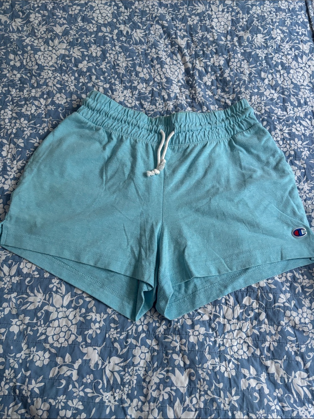Champion Women's Light Aqua Terry Drawstring Athletic Shorts